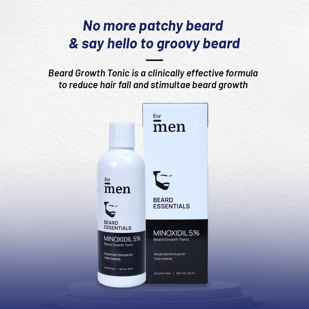 No more patchy beard with ForMen Minoxidil Beard Growth Tonic 